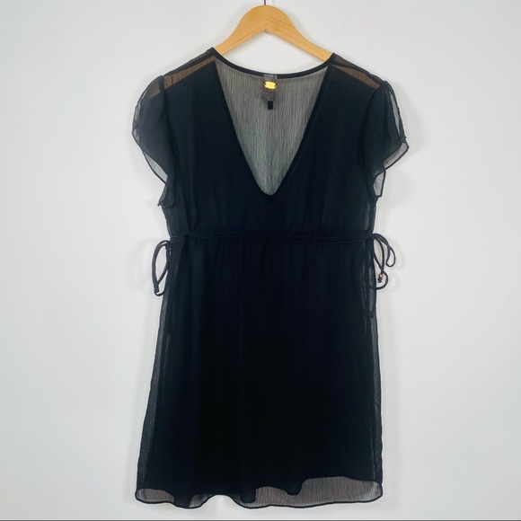 St. John Swim Suit Cover Up Chiffon Sheer Sequin Bead Tie Waist Beach Pool Black - Picture 2 of 10